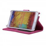 Wholesale Note 3 Simple Leather Wallet Case with Stand (Pink)